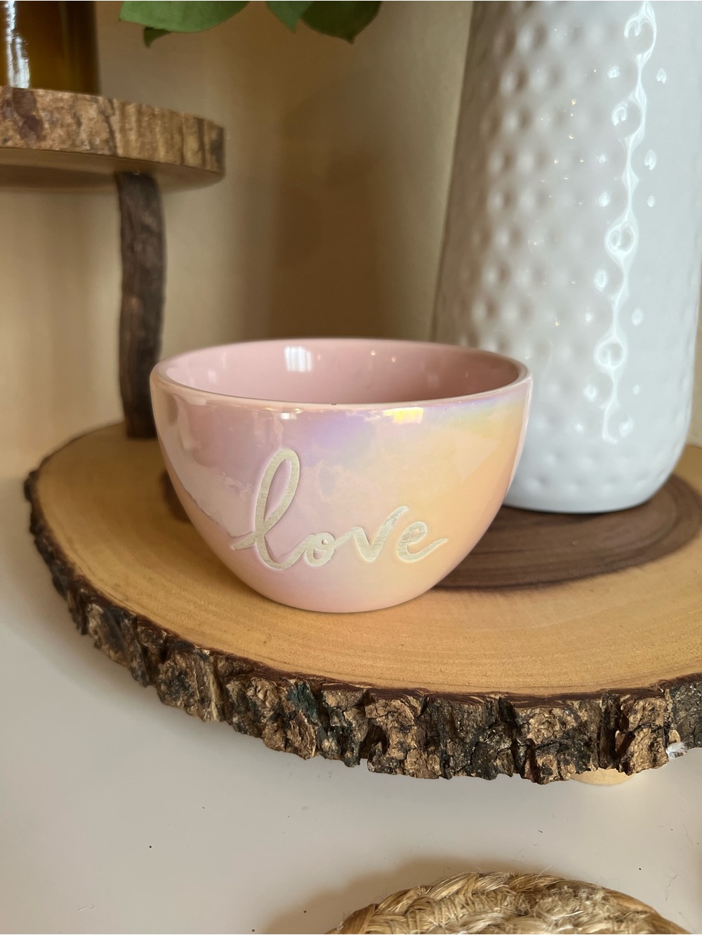 Holiday Home 'Love Letter' Iridescent Pink Ceramic Bowl